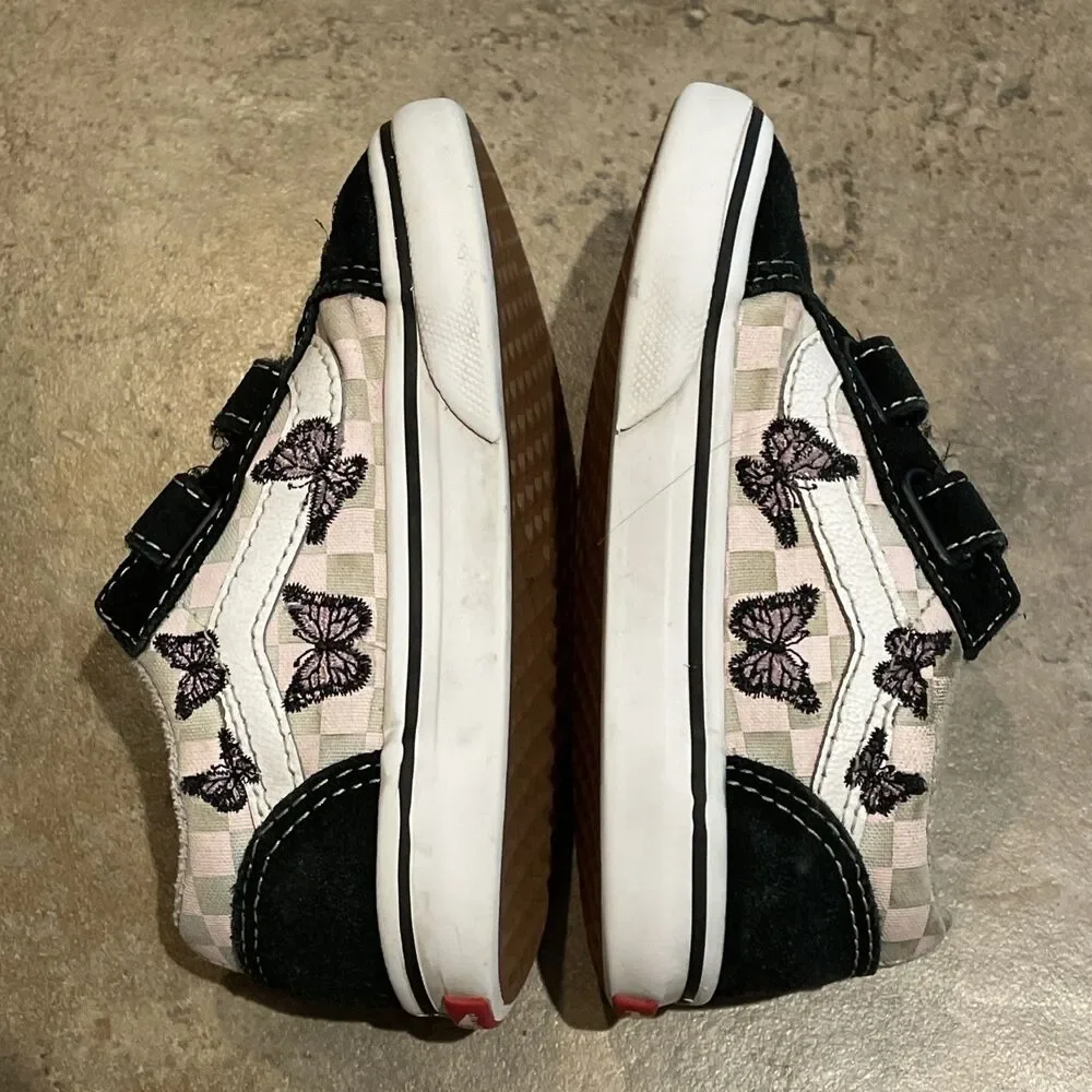 Vans Old Skool V Butterfly Skate Shoes Baby Toddler Size 8 Black Lilac Mist